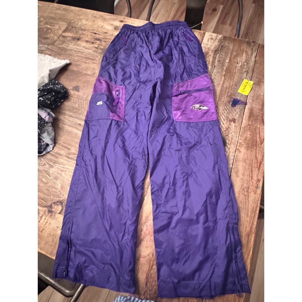 NFL Baltimore Ravens Purple Nylon Cargo Track Pants Youth Large 16/18 NWT rare